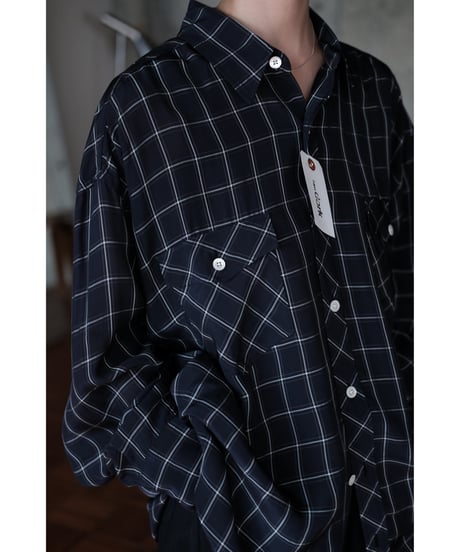 I am dork / Work Shirt(Viscose/Navy Check)