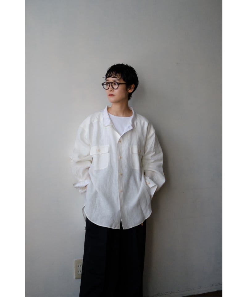 ANSNAM / 牛飼いオープンシャツ(Linen/White) | PARK