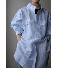ANSNAM / 牛飼いプルオーバーシャツ(LinenCotton<CARLO RIVA>/Blue Stripe)