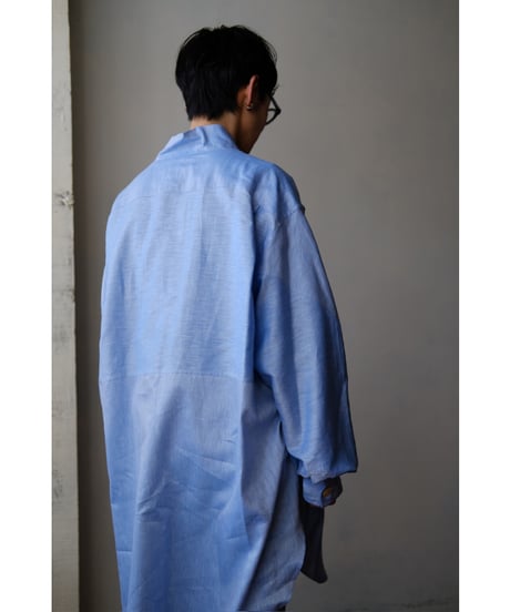 ANSNAM / 牛飼いプルオーバーシャツ(LinenCotton<CARLO RIVA)/Oxford Blue)