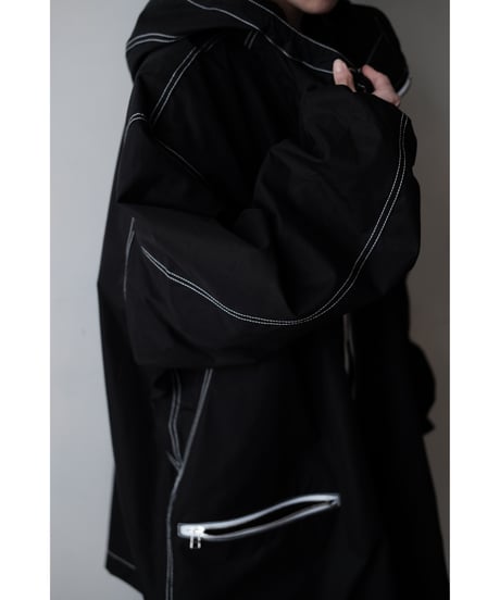 ANSNAM / Hooded Coat(Ventile Cotton/Black)