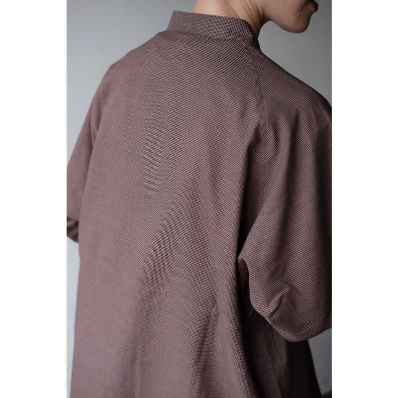 unbient アンビエント　バンドカラーシャツ un/unbient / Stand Collar Shirt(Brick/Black) |