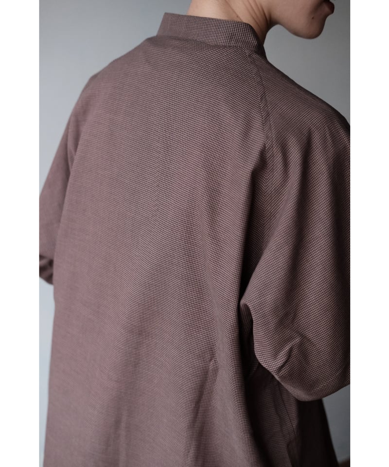 un/unbient / Stand Collar Shirt(Brick/Black) |