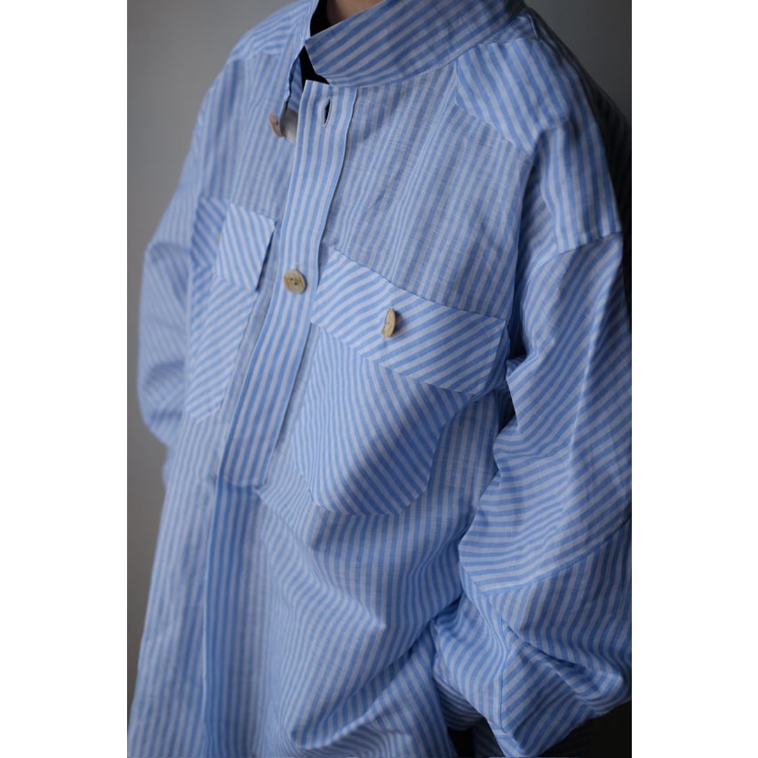 25SS ANSNAM CARLO RIVA オープンカラーシャツ ANSNAM / 牛飼いプルオーバーシャツ(LinenCotton<CARLO RIVA>/B