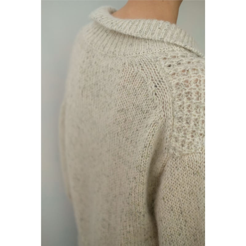 Burrow / Colour Mix Cropped Knit(Off White) | PARK