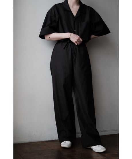 matereal / Cotton Silk Open Collar Shirt(Black)