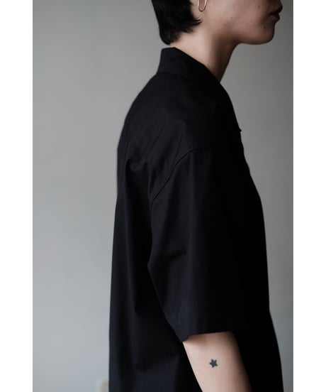 matereal / Cotton Silk Open Collar Shirt(Navy)