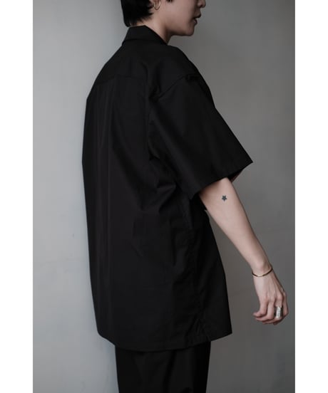 matereal / Cotton Silk Open Collar Shirt(Black)
