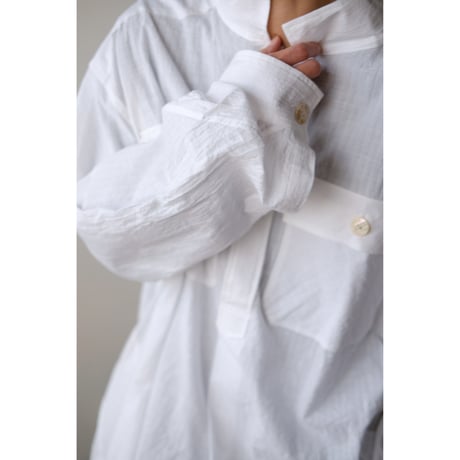 ANSNAM / 牛飼いプルオーバーシャツ(Cotton/White Stripe)