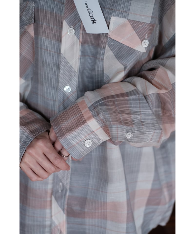 I am dork / Work Shirt(CottonLinen/Pink Check)