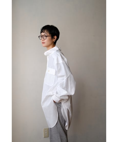 ANSNAM / 牛飼いプルオーバーシャツ(Cotton/White Stripe)