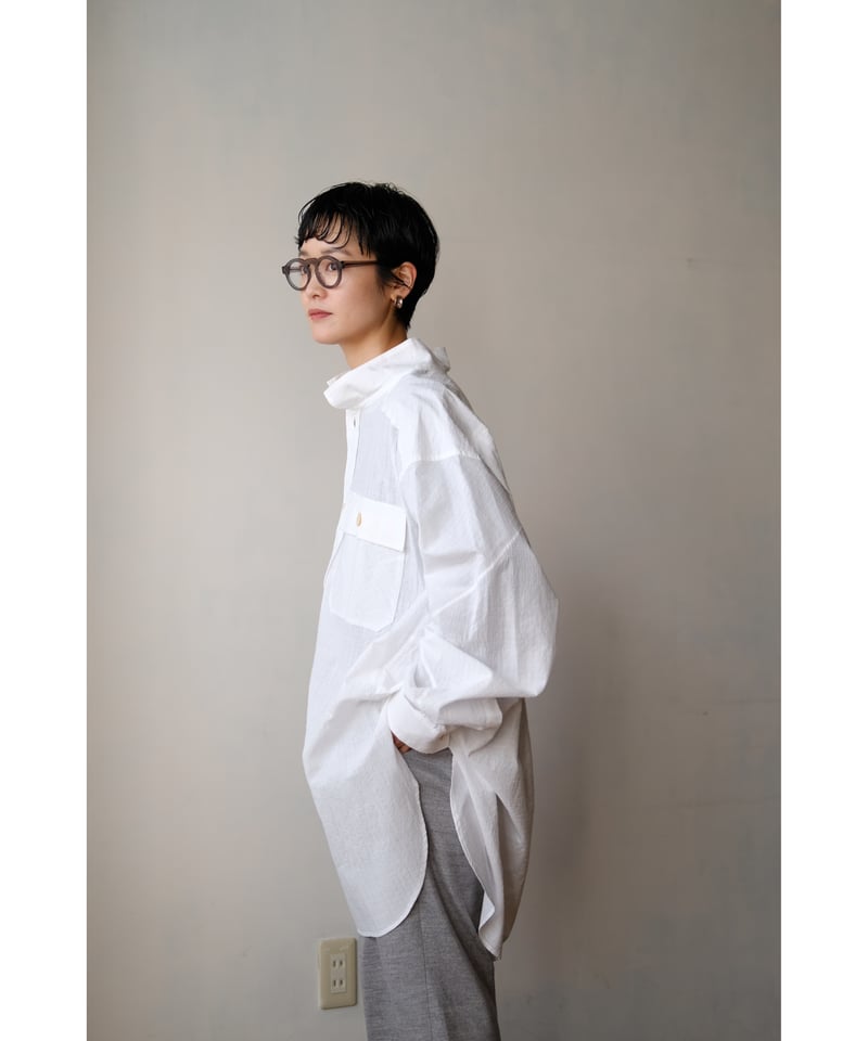 ANSNAM / 牛飼いプルオーバーシャツ(Cotton/White Stripe) | PARK
