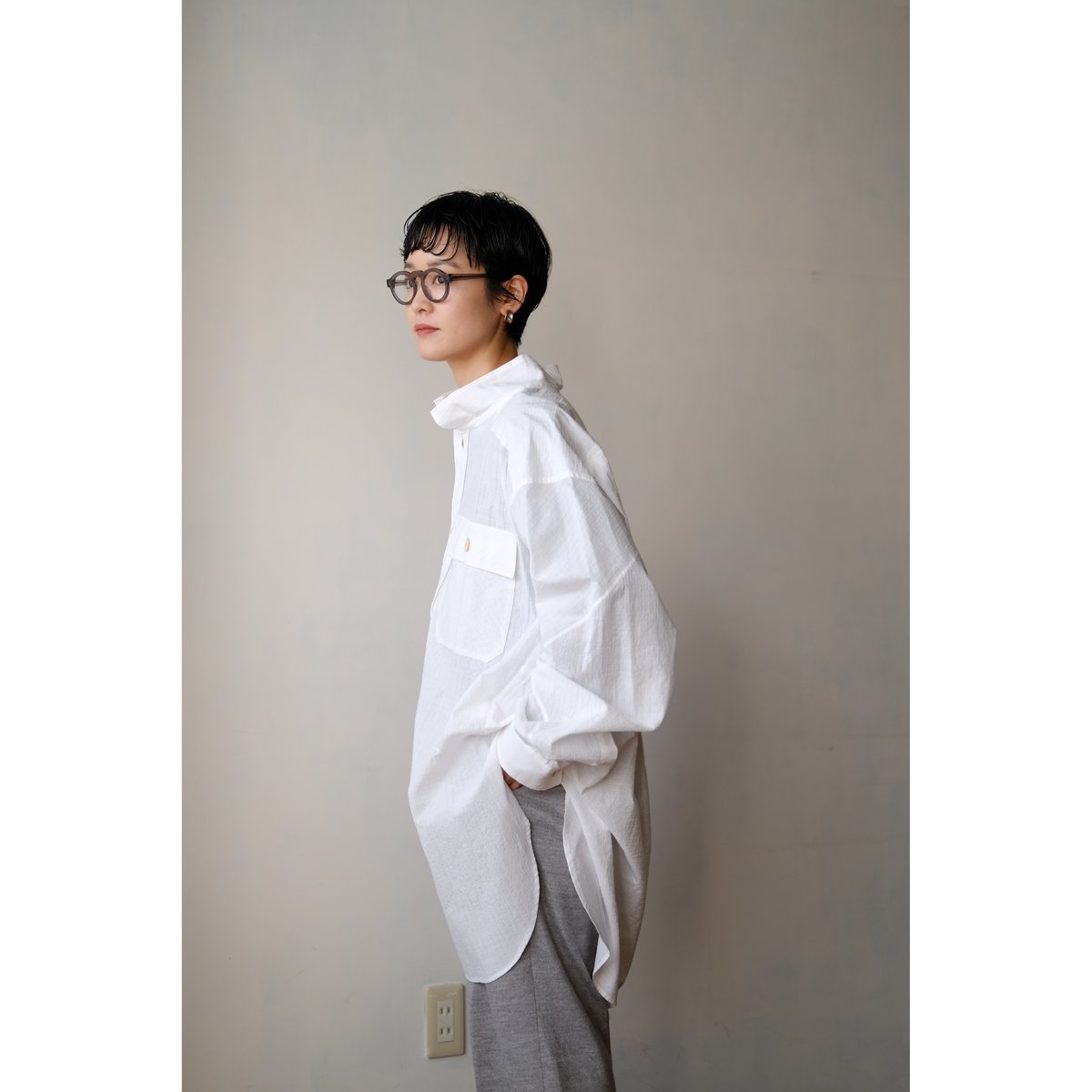 ANSNAM / 牛飼いプルオーバーシャツ(Cotton/White Stripe) | PARK