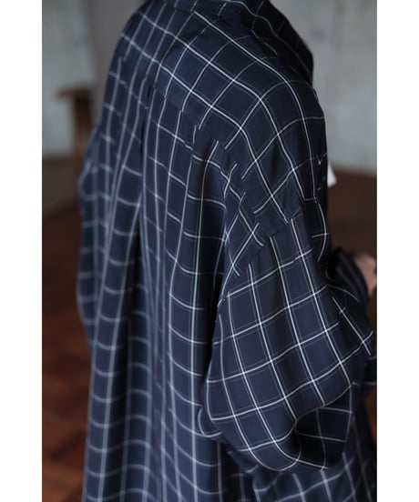 I am dork / Work Shirt(Viscose/Navy Check)