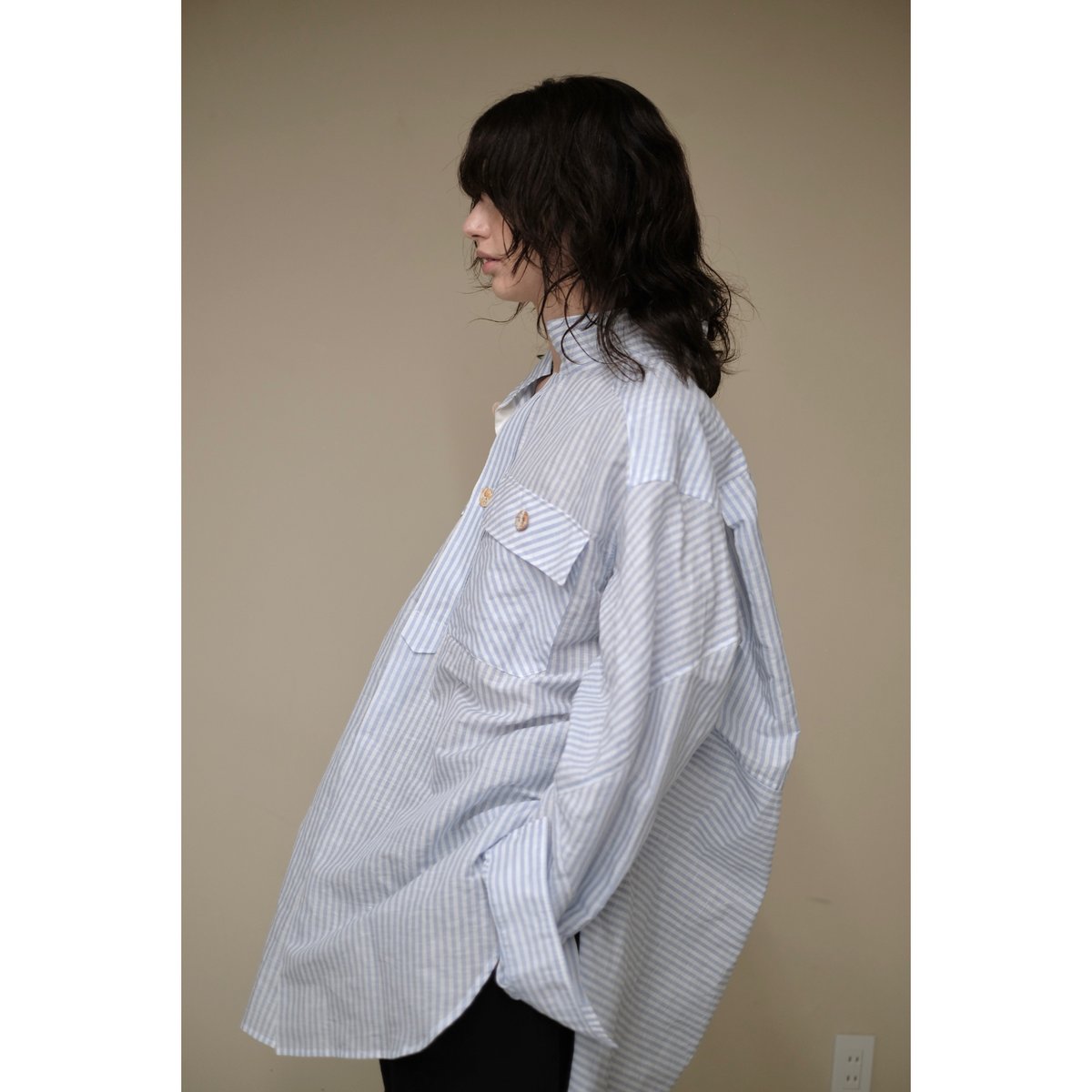 25SS ANSNAM CARLO RIVA オープンカラーシャツ ANSNAM / 牛飼いプルオーバーシャツ(LinenCotton<CARLO RIVA>/B