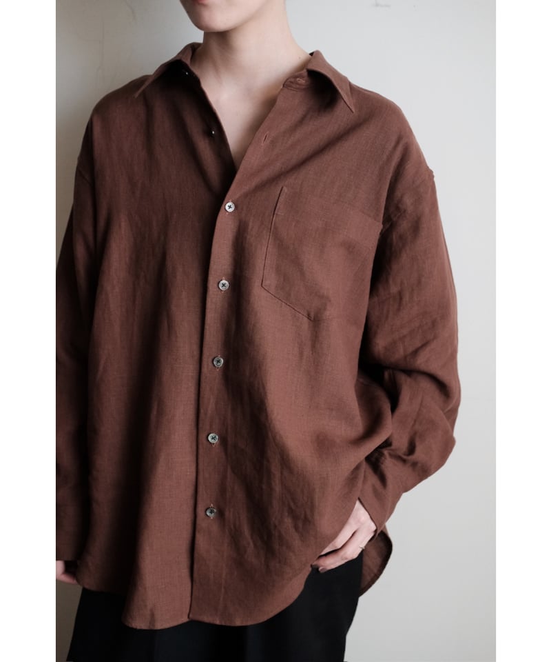 ANSNAM / プレーンシャツ(Linen/Brown) | PARK