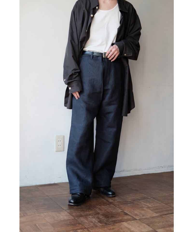 ANSNAM / Lurie Pants(Irish Linen/Dark Navy) | PARK