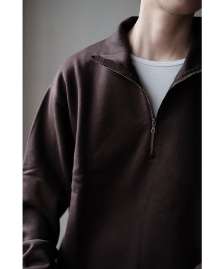 LIFiLL / Cottony Sweat Half Zip Polo(Brown)