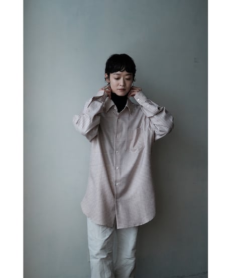 ANSNAM / プレーンシャツ(Bonfanti Tessuti / White×Brown Plaid)