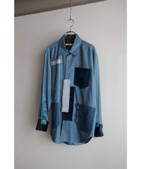 ANSNAM / Patched Shirt(Indian Silk/Blue)