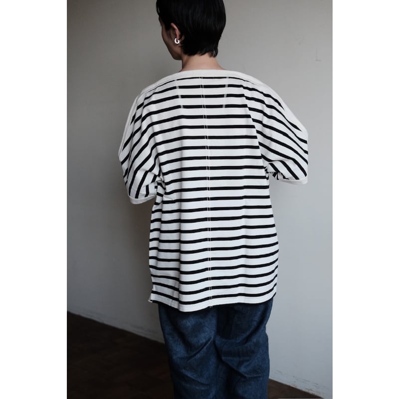 ANSNAM / Boat Neck Tee(White×Black) | PARK