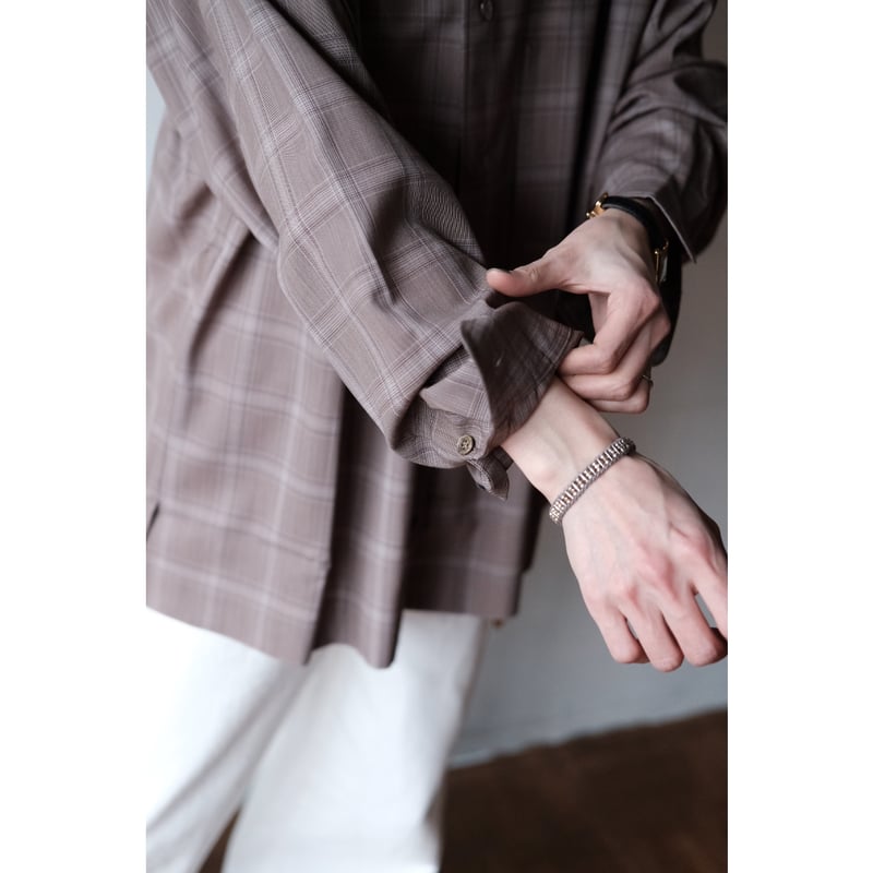 un/unbient / Stand Collar Shirt(Pale Brown Chec