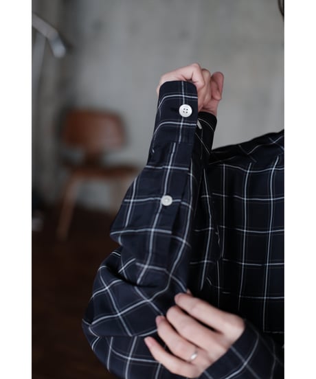 I am dork / Work Shirt(Viscose/Navy Check)