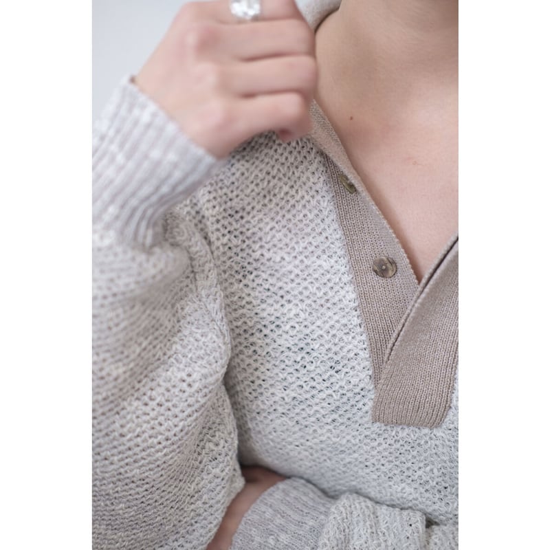 ANSNAM / Knit Polo(White Gray) | PARK