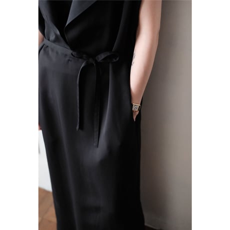 ANSNAM / Collared Sleeveless Dress Long(Black)