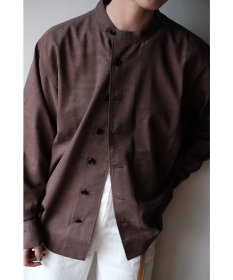 un/unbient / Stand Collar Shirt(Brick/Black)
