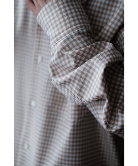ANSNAM / プレーンシャツ(Bonfanti Tessuti / White×Brown Plaid)