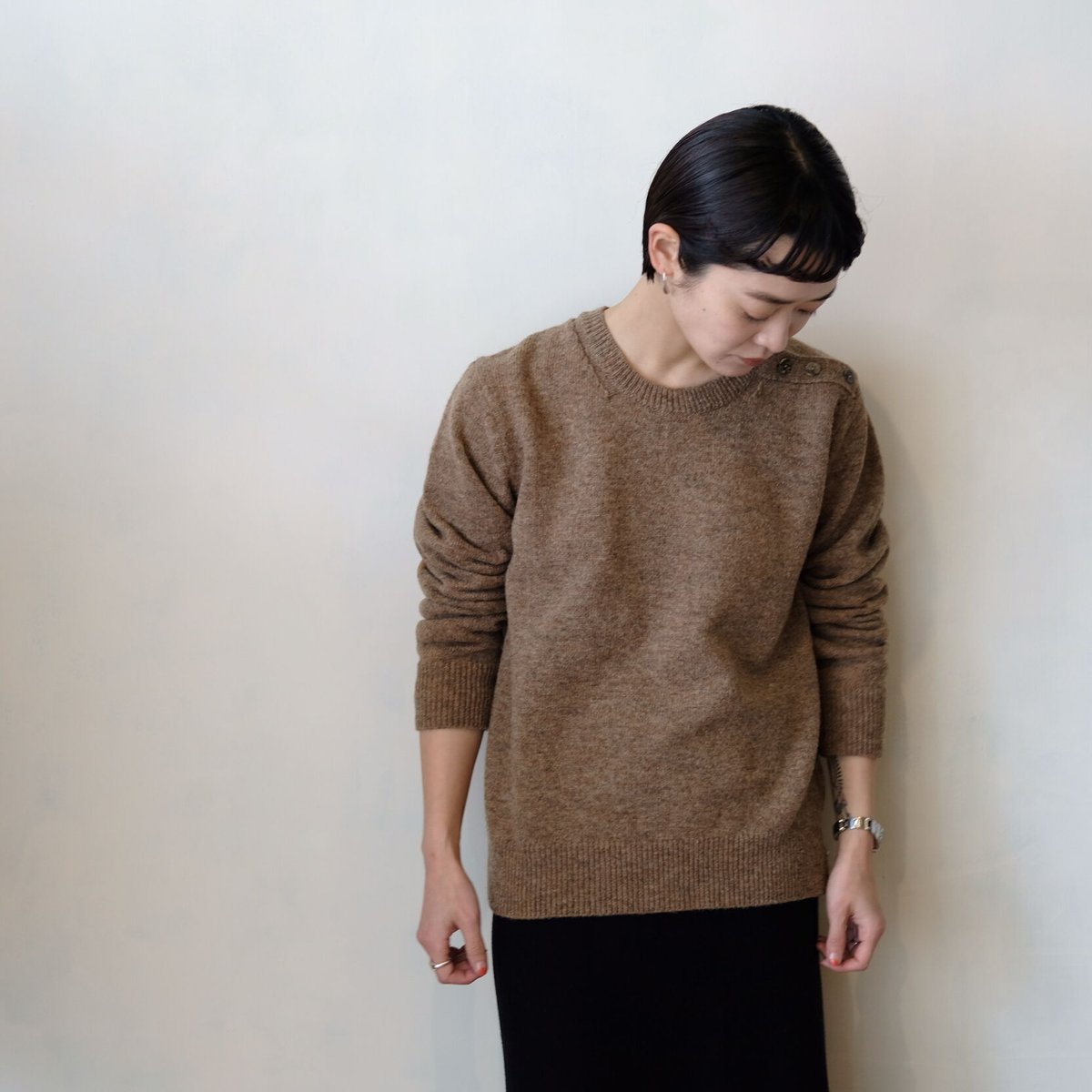 ANSNAM / Crew Neck Sweater(Brown Mix) | PARK