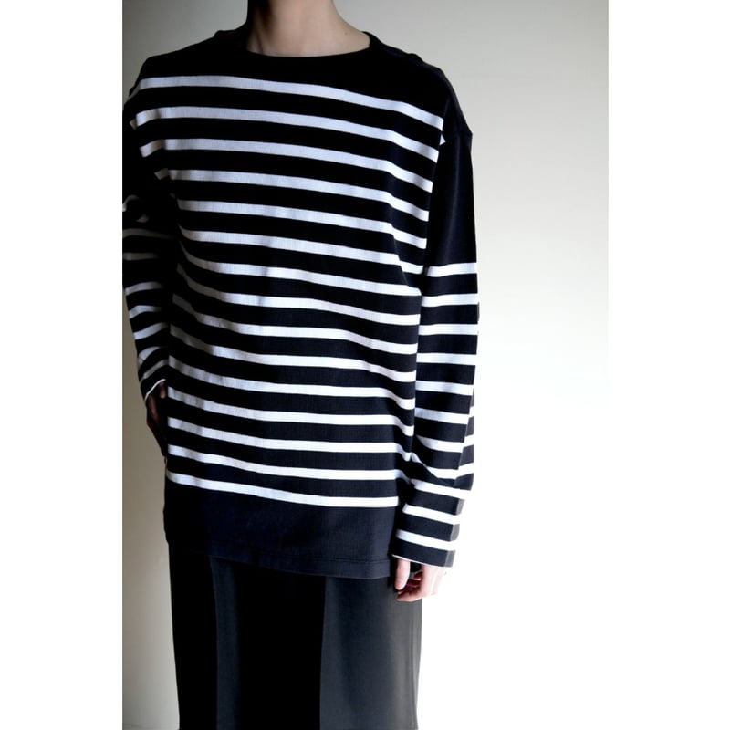 LIFiLL / Cottony Basque BD Shirt(Navy×White) |