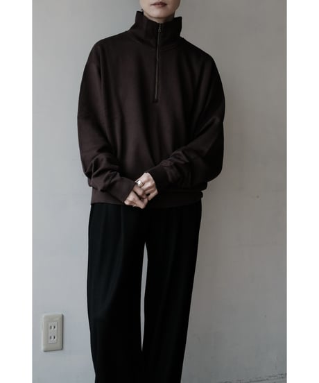 LIFiLL / Cottony Sweat Half Zip Polo(Brown)
