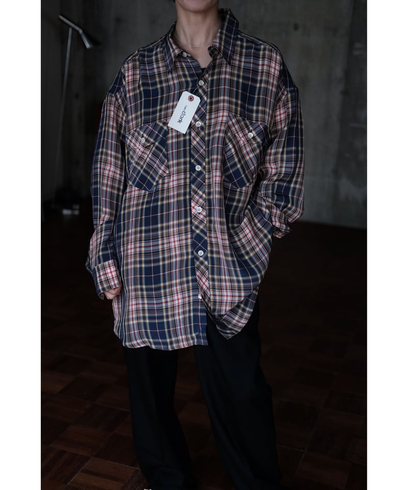 i am dork 長袖シャツ　Lサイズ相当 I am dork / Work Shirt(Viscose/Navy×Red Check)