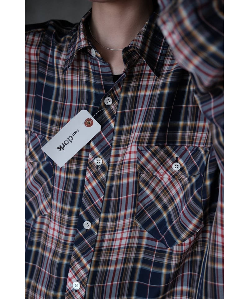 I am dork / Work Shirt(Viscose/Navy×Red Check)