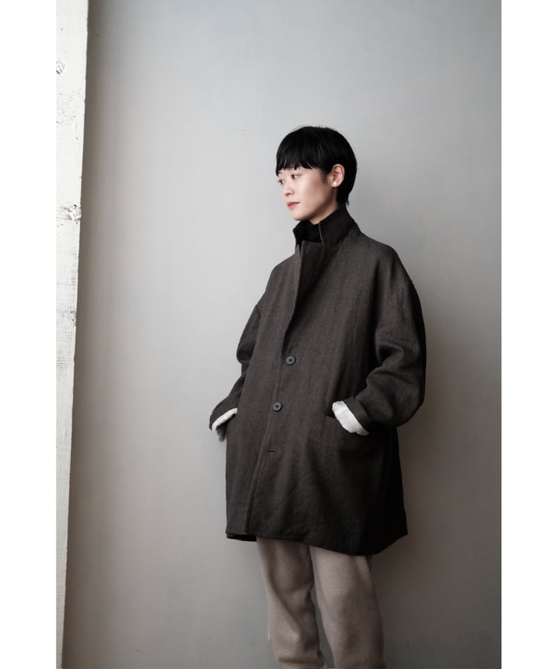 ANSNAM / Big Jacket(LinenWoolCashmere/Brown Mix