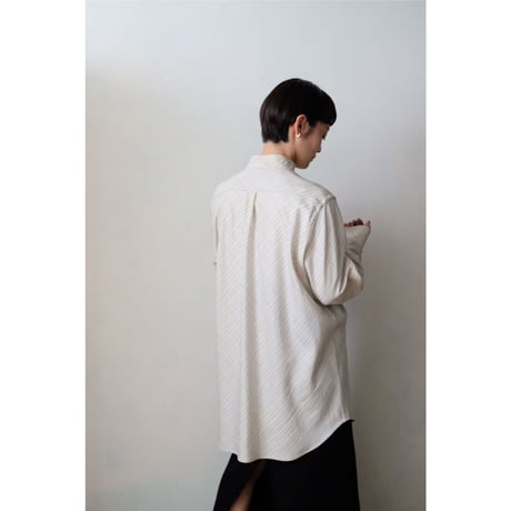 ANSNAM / Bias Wool Shirt(Off White Check Pattern)