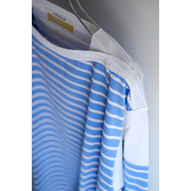 ANSNAM / Border 9/10 Sleeve T-Shirt(Blue×White)