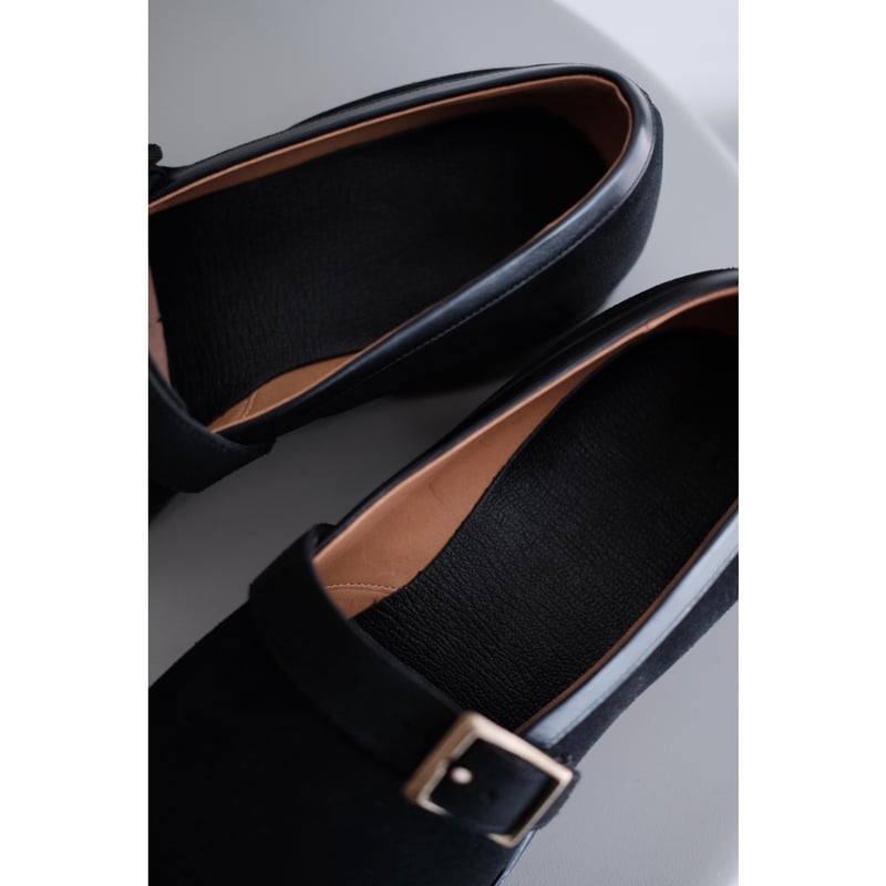 良品 エルメス モンクストラップ スエード ローファー パンプス 黒 イタリア製 HERMES - 良品 エルメス モンクストラップ スエード ローファー