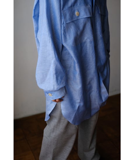 ANSNAM / 牛飼いプルオーバーシャツ(LinenCotton<CARLO RIVA)/Oxford Blue)