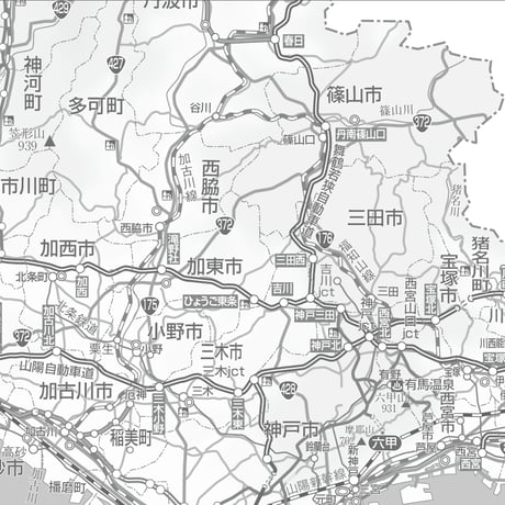 県別マップ　C県境カット兵庫県白地図ダウンロード販売
