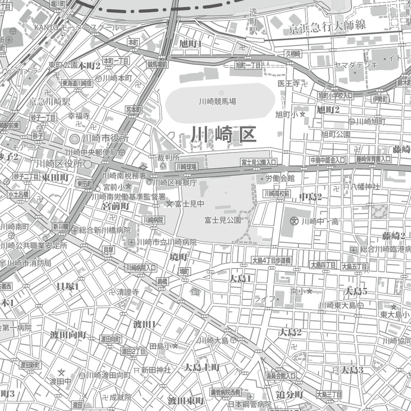 C川崎市川崎区1/25000白地図ダウンロード販売 | 地図素材