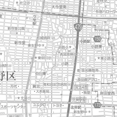 C大阪市生野区1／25,000白地図タウンロード販売