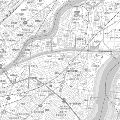 C大阪市東淀川区1／25,000白地図タウンロード販売