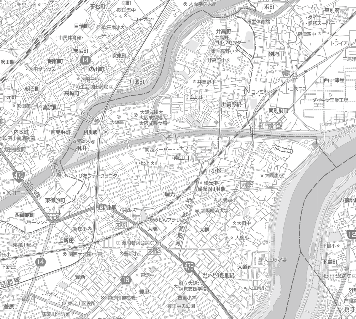 ブルーマップ 大阪市 東淀川区　2015年版【リフィル仕様】 C大阪市東淀川区1／25,000白地図タウンロード販売 | 地図素材