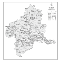 県別マップ　C県境カット群馬県白地図ダウンロード販売