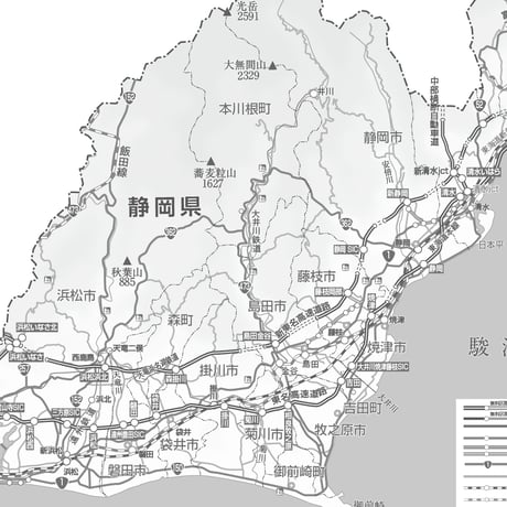 県別マップ　C県境カット静岡県白地図ダウンロード販売