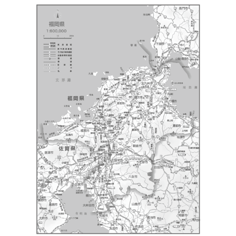 県別マップ　C福岡県白地図ダウンロード販売