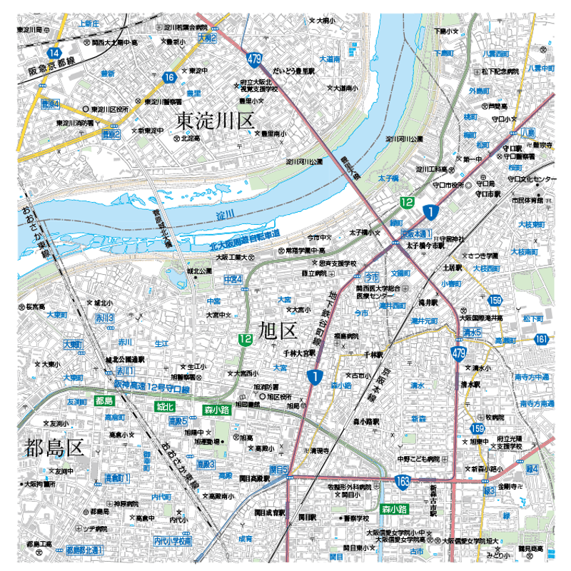 大阪市地図 大阪市の地図 | PRiCO（ぷりこ）'s Illustration store